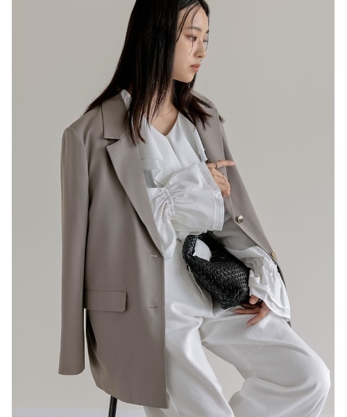 Re:EDIT（リエディ）の「シアーエアリーラッフルカラーブラウス（シャツ/ブラウス・レディース・ホワイト/ブルー/グレイッシュベージュ/ブラック・LARGE/MEDIUM）」の13枚目の写真