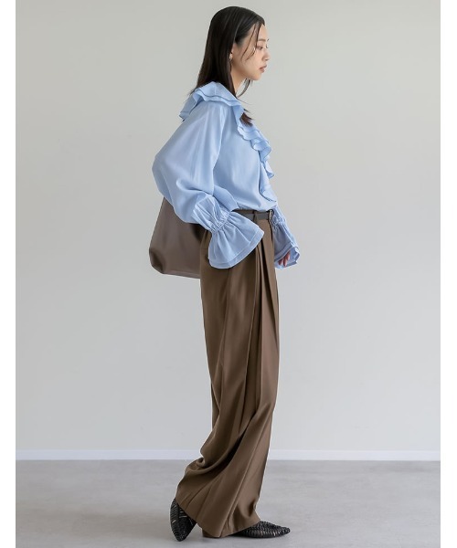 Re:EDIT（リエディ）の「シアーエアリーラッフルカラーブラウス（シャツ/ブラウス・レディース・ホワイト/ブルー/グレイッシュベージュ/ブラック・LARGE/MEDIUM）」の16枚目の写真