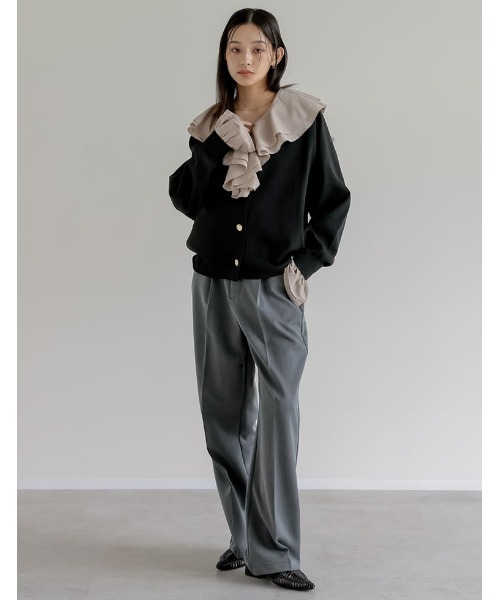 Re:EDIT（リエディ）の「シアーエアリーラッフルカラーブラウス（シャツ/ブラウス・レディース・ホワイト/ブルー/グレイッシュベージュ/ブラック・LARGE/MEDIUM）」の21枚目の写真