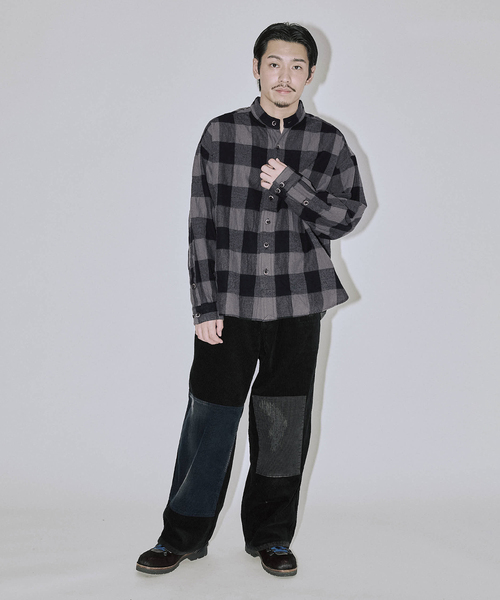 JOURNAL STANDARD J.S HOMESTEAD(ジャーナルスタンダードホームステッド)の「J.S.Homestead / バッファロー プレイド スタンド ウールシャツ(シャツ/ブラウス・メンズ・アイボリー/チャコールグレー/ブラウン系その他・LARGE/MEDIUM)」の12枚目の写真