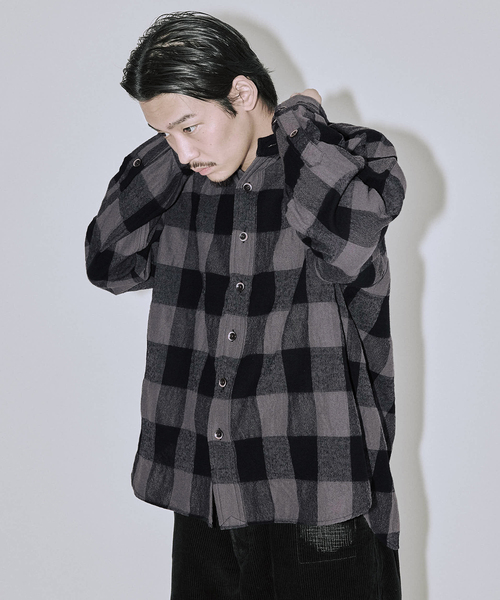 J．S．ホームステッド（J．S．stead）/J．S．stead / バッファロー プレイド スタンド ウールシャツ セール】J.S.Homestead / バッファロー プレイド スタンド ウール