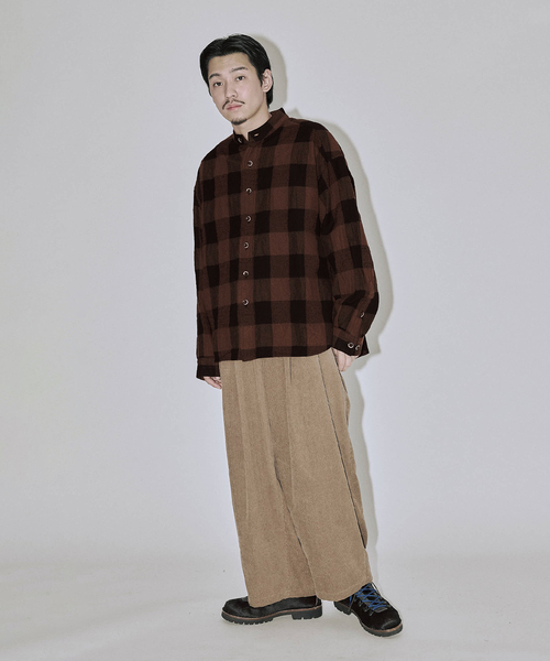 JOURNAL STANDARD J.S HOMESTEAD(ジャーナルスタンダードホームステッド)の「J.S.Homestead / バッファロー プレイド スタンド ウールシャツ(シャツ/ブラウス・メンズ・アイボリー/チャコールグレー/ブラウン系その他・LARGE/MEDIUM)」の8枚目の写真