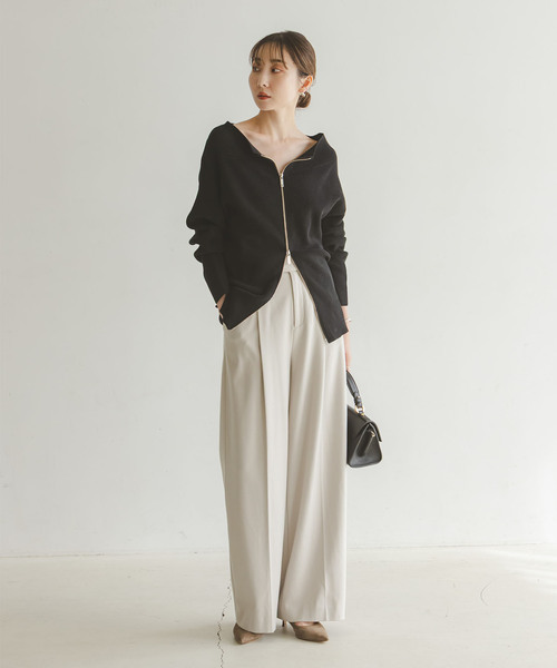 WEB限定追加》フロントジップボートネックニット（ニット/セーター