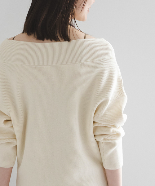 WEB限定追加》フロントジップボートネックニット（ニット/セーター