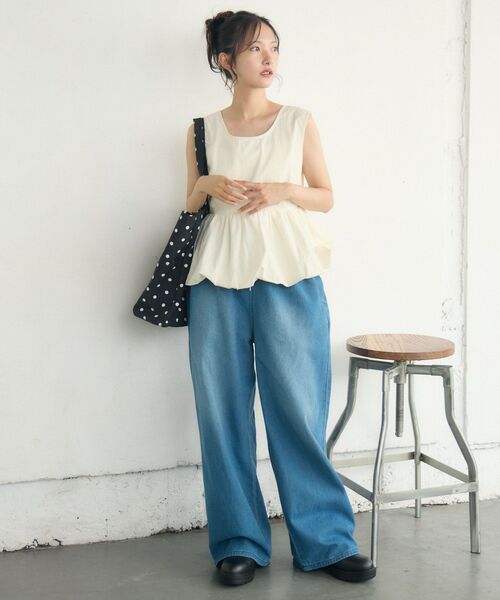 RETRO GIRL(レトロガール)の「撥水ナイロンBIGトート(ショルダーバッグ・レディース・ライトグレー/ブラック系その他/ブルー・ONE SIZE)」の11枚目の写真