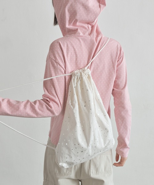 UNE MANSION（ユヌマンション）の「ユニークキラキラスターパターンナップザック（ショルダーバッグ・レディース・ブラック/ホワイト/ピンク・ONESIZE）」の10枚目の写真