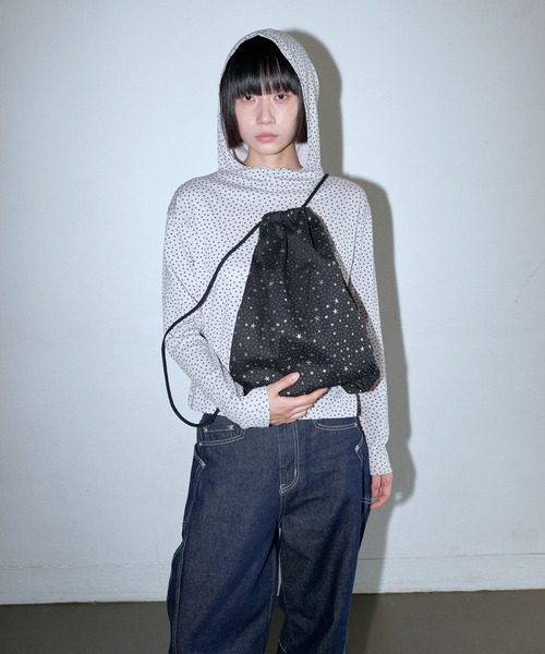 UNE MANSION（ユヌマンション）の「ユニークキラキラスターパターンナップザック（ショルダーバッグ・レディース・ブラック/ホワイト/ピンク・ONESIZE）」の19枚目の写真