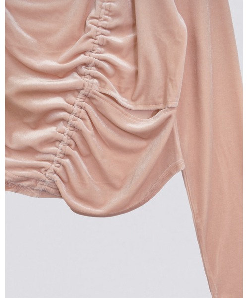 kiehtova（キエトヴァ）の「【kiehtova】VELOR SLIT GATHER TOPS/ベロア スリット ギャザー トップス（Tシャツ/カットソー・レディース・ピンク/ブラック/ホワイト・FREE）」の19枚目の写真