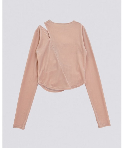 kiehtova（キエトヴァ）の「【kiehtova】VELOR SLIT GATHER TOPS/ベロア スリット ギャザー トップス（Tシャツ/カットソー・レディース・ピンク/ブラック/ホワイト・FREE）」の21枚目の写真