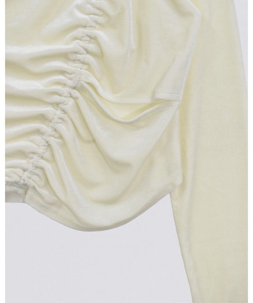 kiehtova（キエトヴァ）の「【kiehtova】VELOR SLIT GATHER TOPS/ベロア スリット ギャザー トップス（Tシャツ/カットソー・レディース・ピンク/ブラック/ホワイト・FREE）」の17枚目の写真