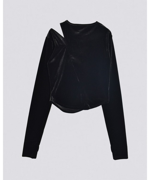 kiehtova（キエトヴァ）の「【kiehtova】VELOR SLIT GATHER TOPS/ベロア スリット ギャザー トップス（Tシャツ/カットソー・レディース・ピンク/ブラック/ホワイト・FREE）」の13枚目の写真