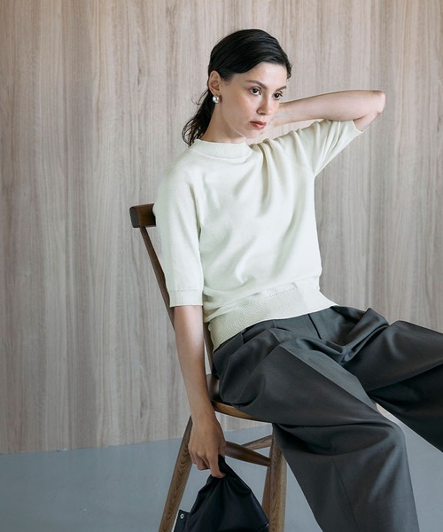 シルクコットンハーフスリーブトップス（ニット/セーター）｜N.O.R.C