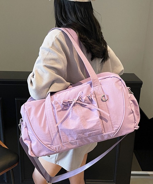 florist（フローリスト）の「【大容量・2WAY】 ドロストポケットワントーンボストンバッグ/ショルダーバッグ/トラベルバッグ（ボストンバッグ・レディース・グレー/グリーン/パープル/ブラック・FREE）」の4枚目の写真