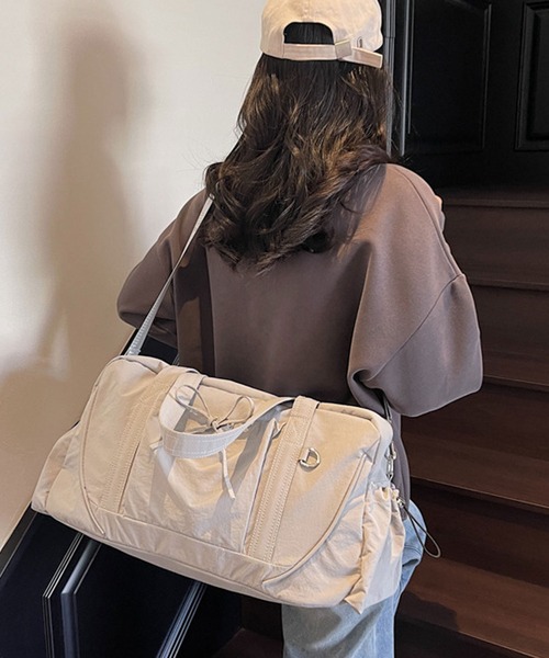 florist（フローリスト）の「【大容量・2WAY】 ドロストポケットワントーンボストンバッグ/ショルダーバッグ/トラベルバッグ（ボストンバッグ・レディース・グレー/グリーン/パープル/ブラック・FREE）」の2枚目の写真