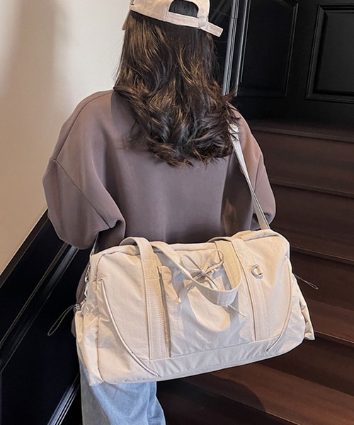 florist（フローリスト）の「【大容量・2WAY】 ドロストポケットワントーンボストンバッグ/ショルダーバッグ/トラベルバッグ（ボストンバッグ・レディース・グレー/グリーン/パープル/ブラック・FREE）」の8枚目の写真