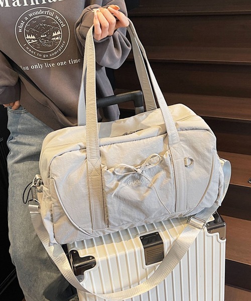 florist（フローリスト）の「【大容量・2WAY】 ドロストポケットワントーンボストンバッグ/ショルダーバッグ/トラベルバッグ（ボストンバッグ・レディース・グレー/グリーン/パープル/ブラック・FREE）」の7枚目の写真