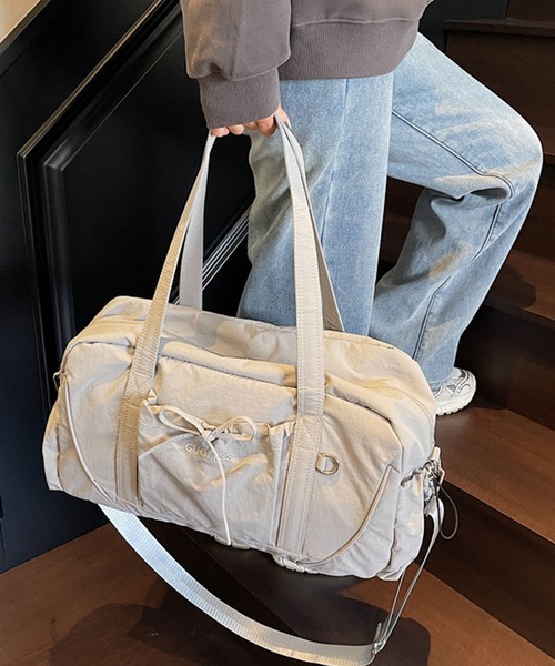 florist（フローリスト）の「【大容量・2WAY】 ドロストポケットワントーンボストンバッグ/ショルダーバッグ/トラベルバッグ（ボストンバッグ・レディース・グレー/グリーン/パープル/ブラック・FREE）」の6枚目の写真