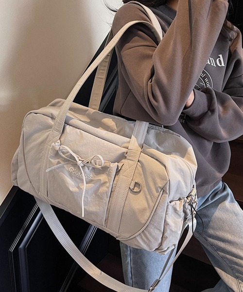 florist（フローリスト）の「【大容量・2WAY】 ドロストポケットワントーンボストンバッグ/ショルダーバッグ/トラベルバッグ（ボストンバッグ・レディース・グレー/グリーン/パープル/ブラック・FREE）」の5枚目の写真