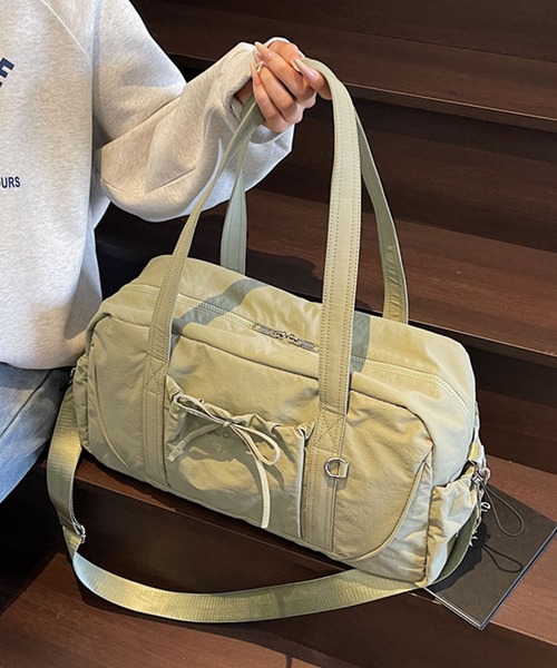 florist（フローリスト）の「【大容量・2WAY】 ドロストポケットワントーンボストンバッグ/ショルダーバッグ/トラベルバッグ（ボストンバッグ・レディース・グレー/グリーン/パープル/ブラック・FREE）」の21枚目の写真