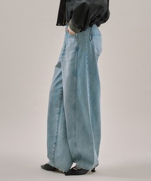 〈 PUBLIC TOKYO 〉 モールパターンフレアパンツ BLU PUBLIC TOKYO 〉 モールパターンフレアパンツ BLU