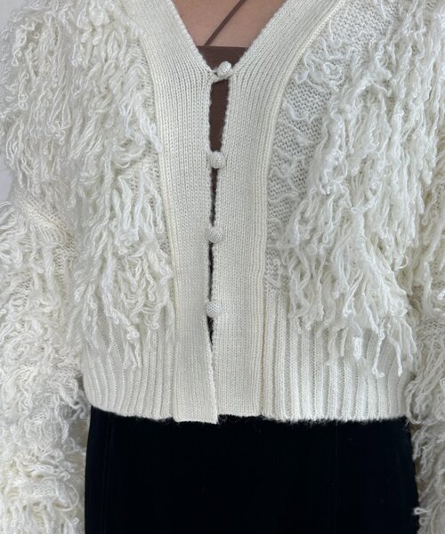 Thevon(ゼボン)の「ループフリンジショートカーディガン(カーディガン/ボレロ・レディース・アイボリー/グレイッシュベージュ/チャコールグレー・FREE)」の14枚目の写真