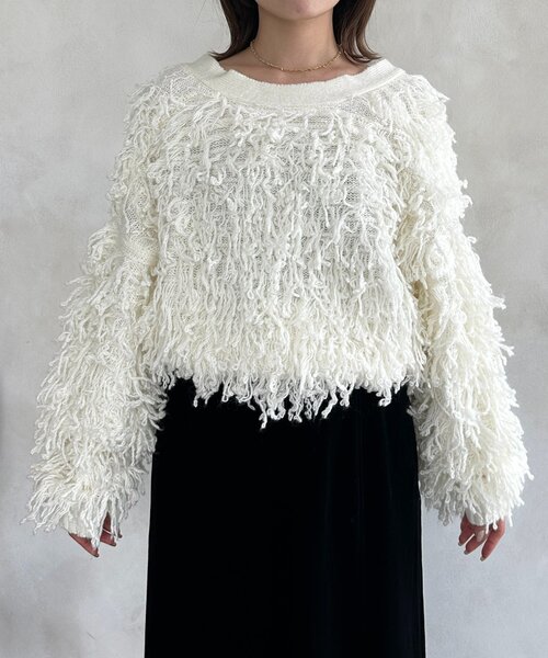 Thevon(ゼボン)の「ループフリンジショートカーディガン(カーディガン/ボレロ・レディース・アイボリー/グレイッシュベージュ/チャコールグレー・FREE)」の17枚目の写真