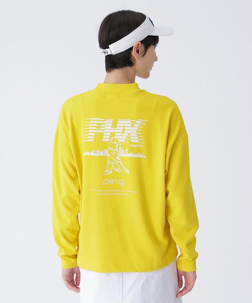 【ネイビー】引き揃え天竺ドライミックス長袖ハイネックカットソー <LADIES LINE> (LADIES) セール】【PING APPAREL】引き揃え天竺ドライミックス長袖ハイネック