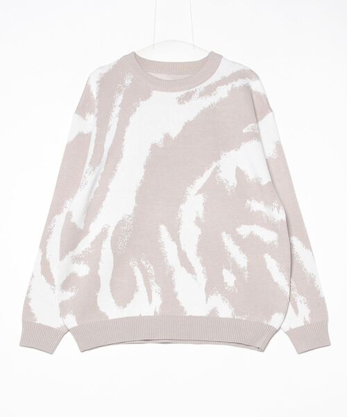 セール】MMMM/ ジャガード総柄ニット/アブストラクト/カモ（ニット