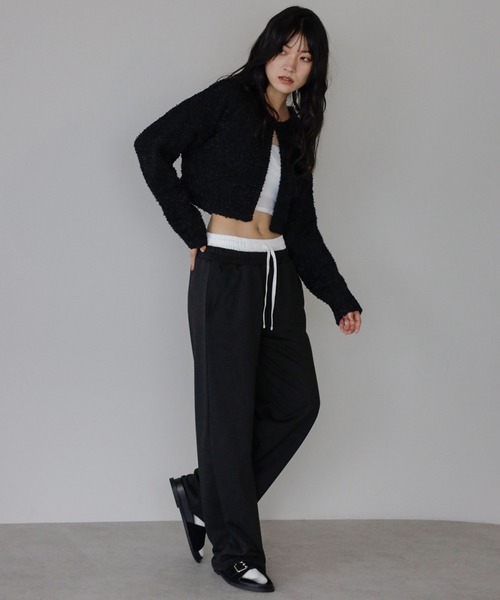 ENC（エンク）の「tape yarn knit cardigan / テープヤーンニットカーディガン（カーディガン/ボレロ・レディース・ライトイエロー/オフホワイト/ブラック・FREE）」の15枚目の写真