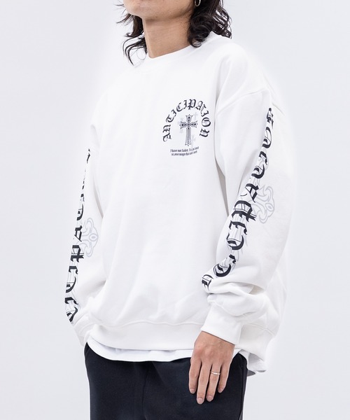 bike star（バイクスター）の「【31】オールドイングリッシュロゴ プリント トレーナー（スウェット・メンズ・ホワイト/ブラック系1/ブラック系2・MEDIUM/LARGE）」の8枚目の写真