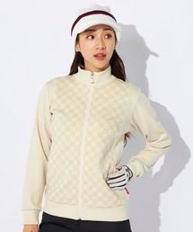 marie claire（マリ・クレール）の「【marieclaire/マリクレール】レディースシャギーブルゾン　ジップアップ　｜保温・高密度シャギー｜ブロック柄×上品デザインゴルフ・カジュアルウェア（ブルゾン）」