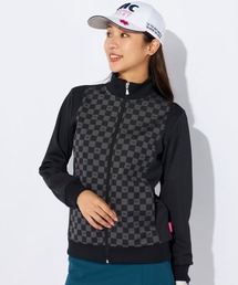 marie claire（マリ・クレール）の「【marieclaire/マリクレール】レディースシャギーブルゾン　ジップアップ　｜保温・高密度シャギー｜ブロック柄×上品デザインゴルフ・カジュアルウェア（ブルゾン・レディース）」