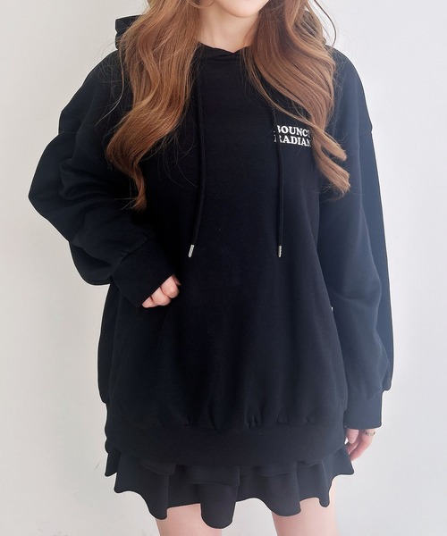 セール】バック貼付ハートロゴスウェットチュニックパーカー（パーカー