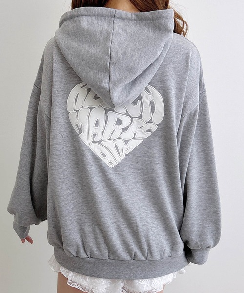 セール】バック貼付ハートロゴスウェットチュニックパーカー（パーカー