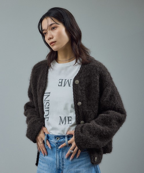 プードルニットクルーネックカーディガン（カーディガン/ボレロ