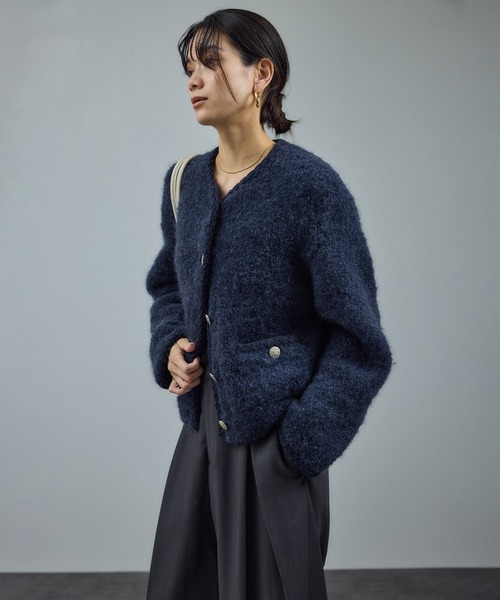 プードルニットクルーネックカーディガン（カーディガン/ボレロ