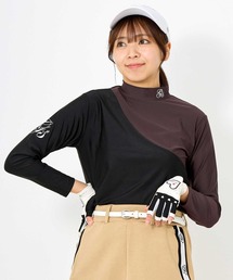 TopIsm(トップイズム)のゴルフウェア モックネックシャツ ハイネック 長袖 切替配色 トップス レディース(ゴルフグッズ)