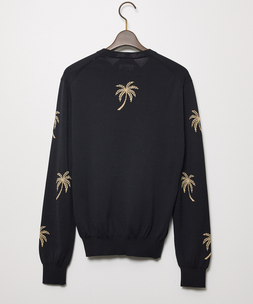 DESIGNWORKS（デザインワークス）の「【N°21/ヌメロ ヴェントゥーノ】クルーネック パームツリー ニット M0A0107604（ニット/セーター・メンズ・ホワイト/ブラック・M）」の3枚目の写真