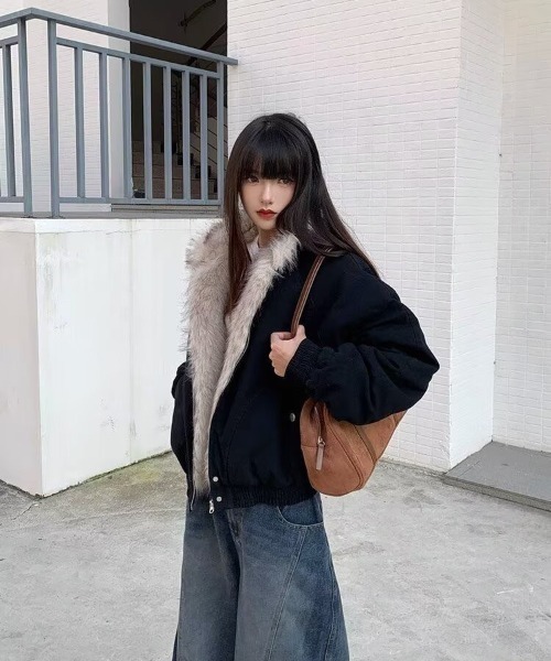 VIBGYOR(ヴィブジョー)の「【LAMPOON】フェイクファーフードブルゾン(ブルゾン・レディース・グレー/ブラック・X-LARGE/LARGE/MEDIUM/SMALL)」の4枚目の写真