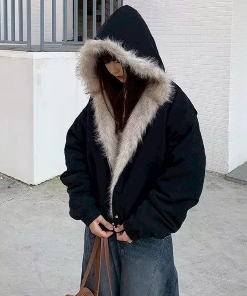 VIBGYOR(ヴィブジョー)の「【LAMPOON】フェイクファーフードブルゾン(ブルゾン・レディース・グレー/ブラック・X-LARGE/LARGE/MEDIUM/SMALL)」の7枚目の写真