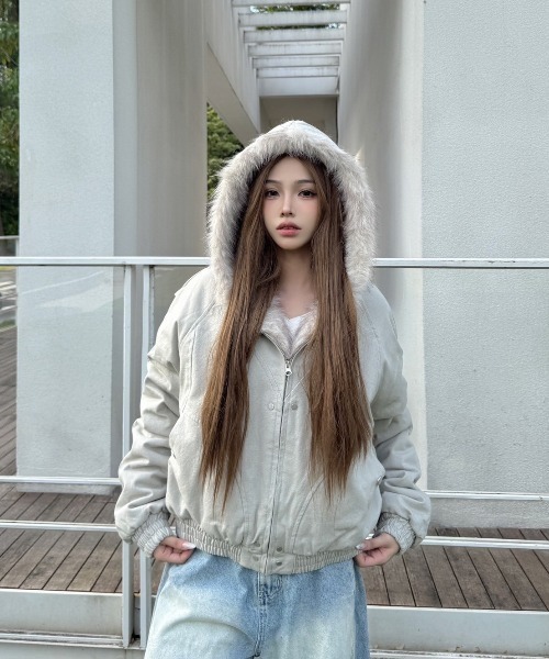 VIBGYOR(ヴィブジョー)の「【LAMPOON】フェイクファーフードブルゾン(ブルゾン・レディース・グレー/ブラック・X-LARGE/LARGE/MEDIUM/SMALL)」の13枚目の写真