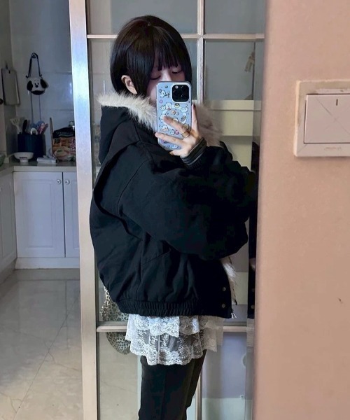 VIBGYOR(ヴィブジョー)の「【LAMPOON】フェイクファーフードブルゾン(ブルゾン・レディース・グレー/ブラック・X-LARGE/LARGE/MEDIUM/SMALL)」の19枚目の写真