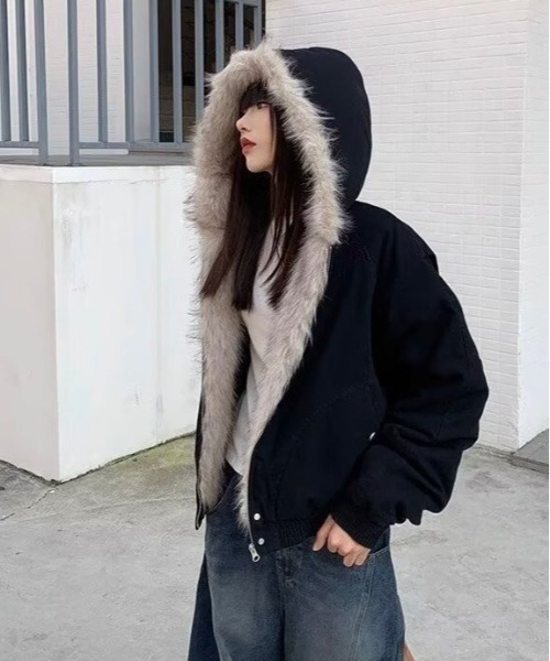 VIBGYOR(ヴィブジョー)の「【LAMPOON】フェイクファーフードブルゾン(ブルゾン・レディース・グレー/ブラック・X-LARGE/LARGE/MEDIUM/SMALL)」の21枚目の写真
