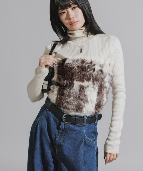 Faux Fur Animal Print Tube Top / フェイクファー アニマル柄チューブ