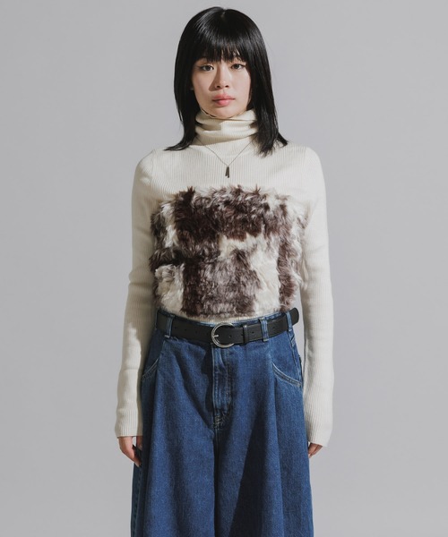 セール】Faux Fur Animal Print Tube Top / フェイクファー アニマル柄