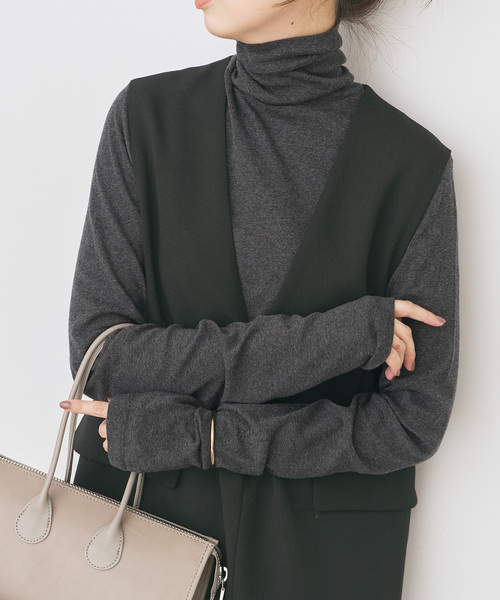 Spick & Span（スピックアンドスパン）の「《追加》ハイネックプルオーバー（Tシャツ/カットソー・レディース・スミクロ/ホワイト/レッド/マルチ・FREE）」の8枚目の写真