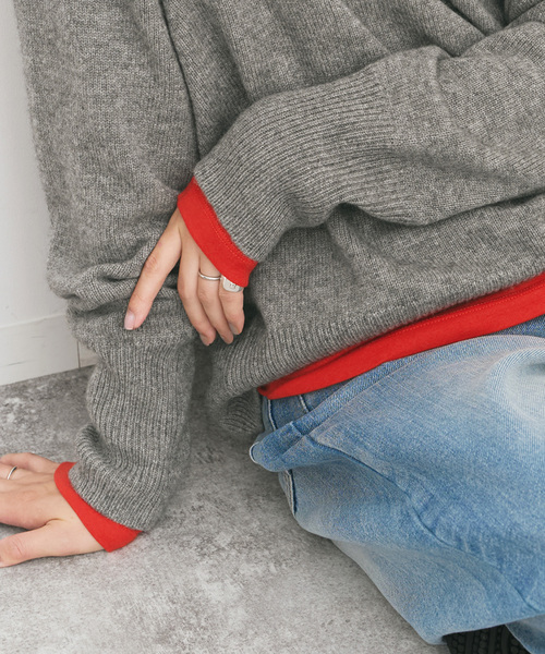 Spick & Span（スピックアンドスパン）の「《追加》ハイネックプルオーバー（Tシャツ/カットソー・レディース・スミクロ/ホワイト/レッド/マルチ・FREE）」の19枚目の写真