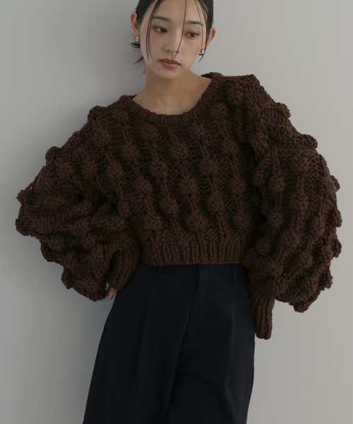 ☆Glam Lips☆ヘリンボーンニットトップス Glam Lips☆ヘリンボーン