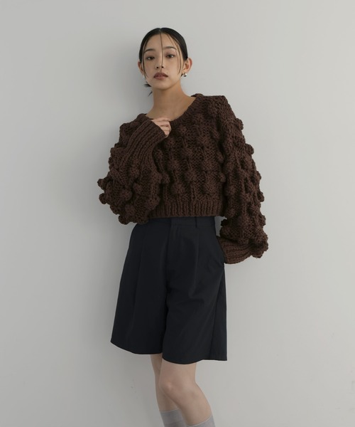 hellam（へラム）の「ポップコーンハンドニット（ニット/セーター・レディース・ブラウン/チャコール/オリーブ/アイボリー・FREE）」の14枚目の写真