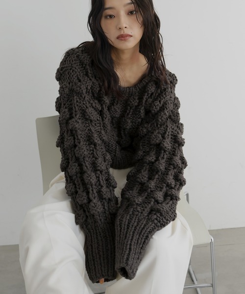 hellam（へラム）の「ポップコーンハンドニット（ニット/セーター・レディース・ブラウン/チャコール/オリーブ/アイボリー・FREE）」の20枚目の写真